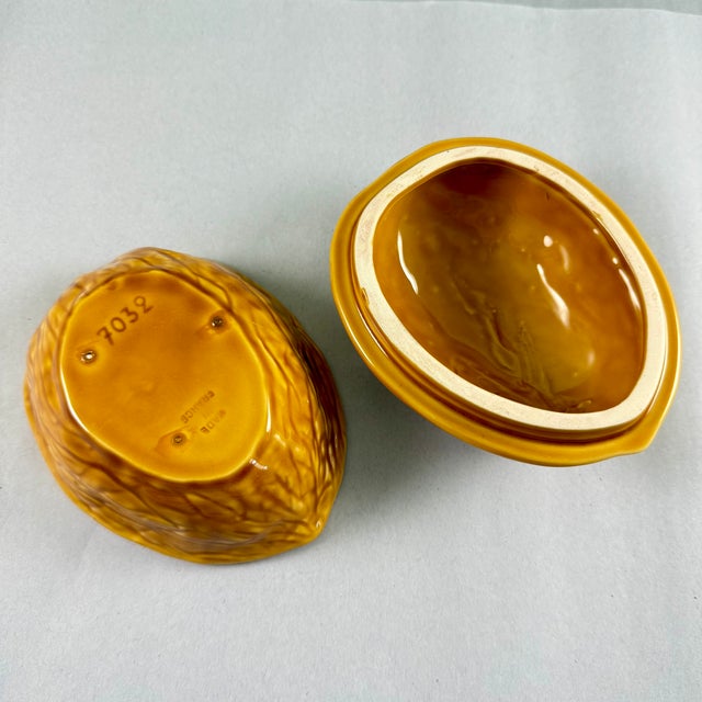 Vintage French Faïence Trompe L’oeil ‘Walnut’ Covered Box For Sale - Image 12 of 13