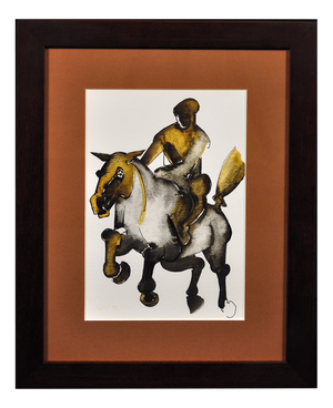Geoffrey Key, Horse and Rider, 1988, Watercolour, Framed