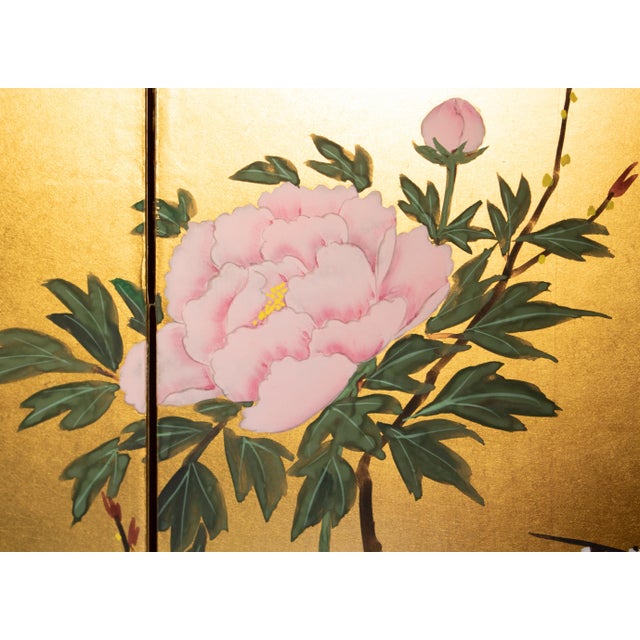 "Plum Blossom, Peonies and Irises" by Kokei, Showa Era Japanese Byobu Screen For Sale - Image 11 of 18