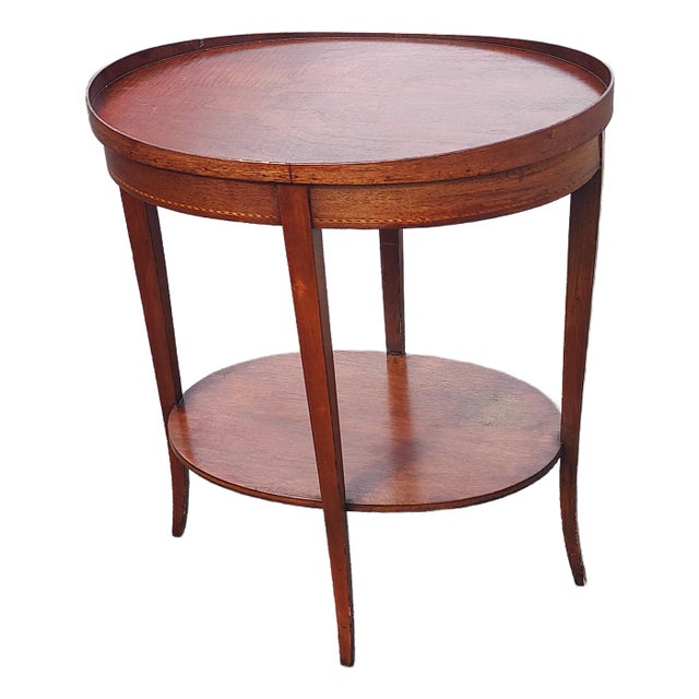 Mersman Tiered Mahogany Inlay Oval Side Table - Mersman 6988 For Sale