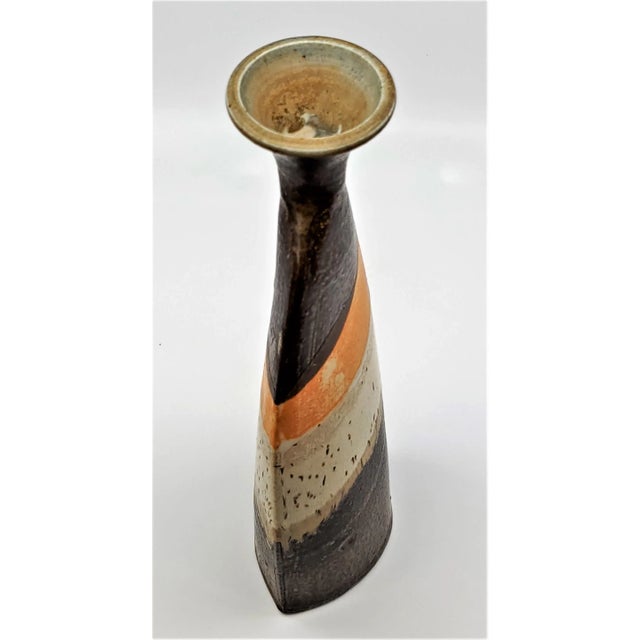 Vintage 1970s Organic Mid-Century Modern Studio Art Pottery Ceramic Vase, Signed For Sale In Miami - Image 6 of 13