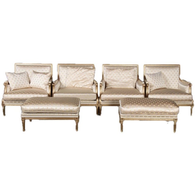 Louis XVI Style Seating Group by Pierre Counot Blandin, France, 1980, Set of 6 For Sale - Image 4 of 18