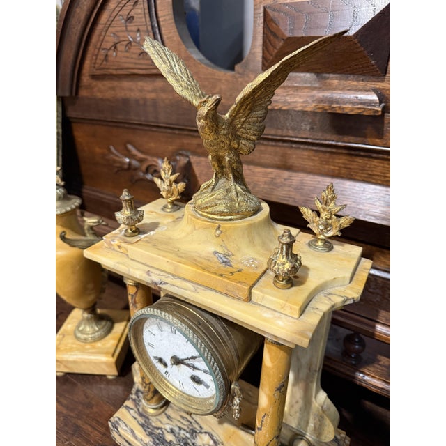 Column Mantel Clock with Cassolettes, Set of 3 For Sale - Image 11 of 13