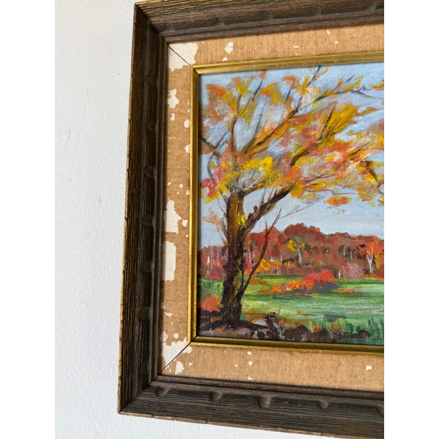 1960’s Vintage Klowery Autumn Landscape Oil on Board – Frame For Sale - Image 10 of 12