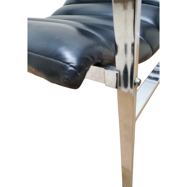 Black 1970s Mid Century Italian Chrome Lounge Sling Chair Tuck Roll Living Room Arm Vintage For Sale - Image 8 of 18