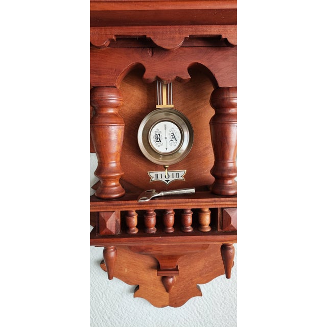 Brown Large Late 20th Century Mechanical Wall Pendulum Clock by Franz Hermle & Sons For Sale - Image 8 of 9