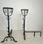 Important pair of wrought iron border andirons with deer heads For Sale - Image 4 of 12