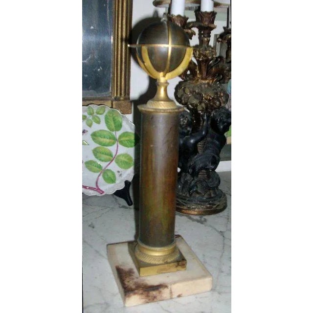 Traditional 19th Century French Empire Gilt & Patinated Bronze Armillary Terrestrial Globe on Column For Sale - Image 3 of 10