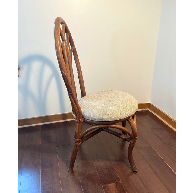 Brown Vintage Coastal Boho Rattan Fan-Back Side Chair For Sale - Image 8 of 17