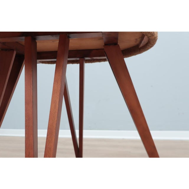 1940s Round Beech and Straw Side Table by Augusto Romano, 1940s For Sale - Image 5 of 12