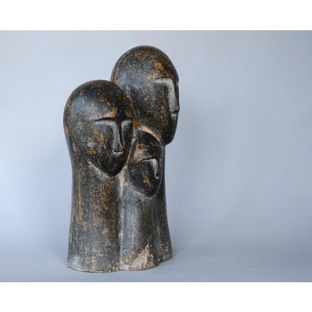 Modernist Abstract Brancusi Style Ceramic 3-Head Sculpture For Sale - Image 4 of 13
