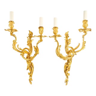 Gilt Bronze Two-Light Wall Sconces by Maison Bagues, 2018, Set of 2 For Sale