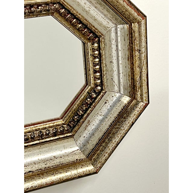Traditional Mini Vintage Hexagonal Italian Molding Mirror For Sale - Image 3 of 10