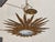 Metal Mid 20th Century Spanish Gilt Metal Sunburst Chandelier with Frosted Glass For Sale - Image 7 of 11