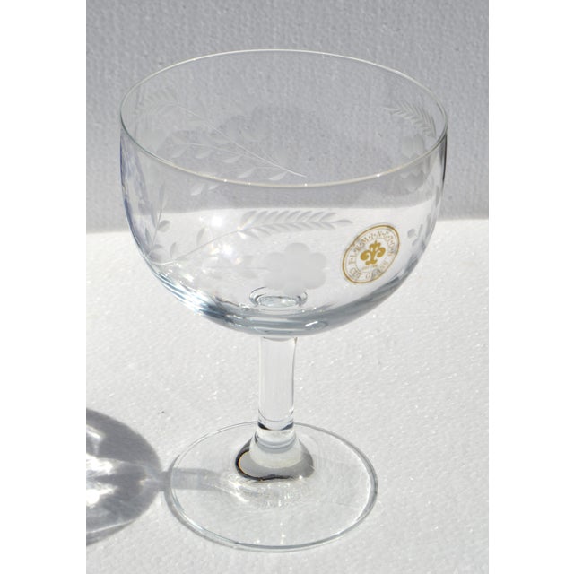 1930s 1930s Art Deco Flemington Cut Glass Champagne Coupe Hand-Cut Daisy Floral Designs For Sale - Image 5 of 13