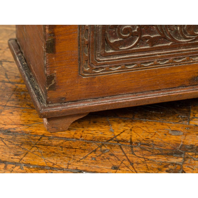 Mid 20th Century Indonesian Vintage Wooden Blanket Chest with Carved Foliage and Floral Motifs For Sale - Image 12 of 13
