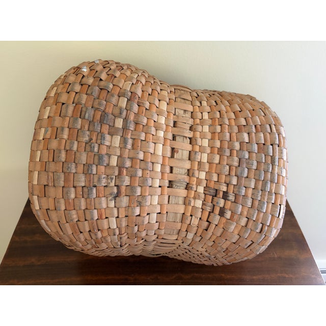 Late 19th Century American Oak Splint Basket With Wrapped Bentwood Handle For Sale - Image 12 of 12