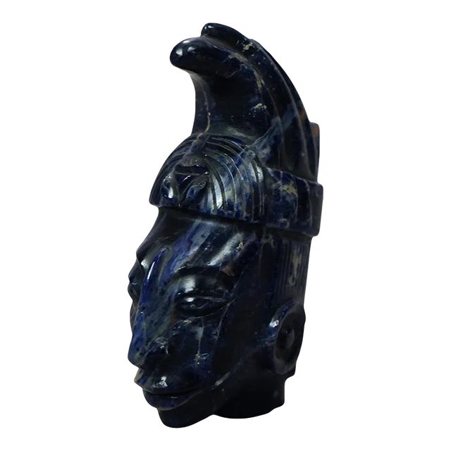 Lapis Lazuli Carved Figure Head of Indian 20th Century For Sale