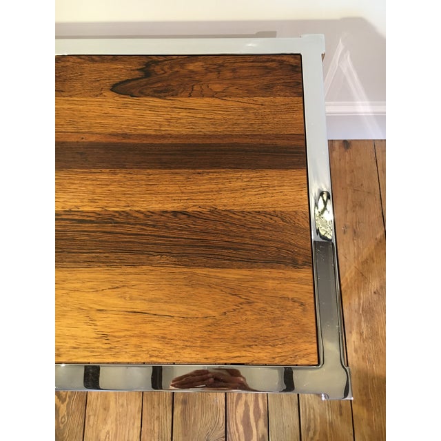 1970s Modernist Chrome + Rosewood End Table For Sale - Image 10 of 12