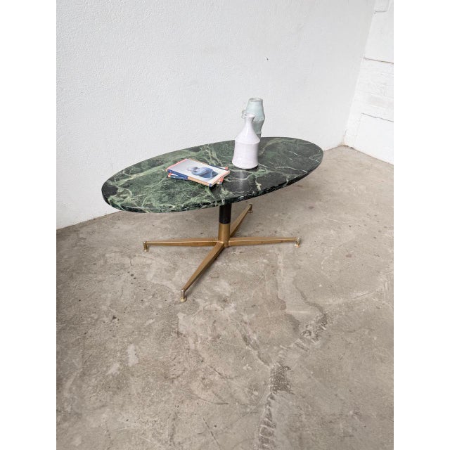 Green Marble and Brass Coffee Table attributed to Michel Kin for Arflex, 1960s For Sale - Image 14 of 18