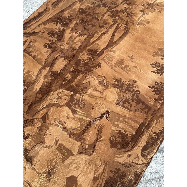 Brown Antique French Jacquard Tapestry Panel in the style of Aubusson, 1920s For Sale - Image 8 of 18
