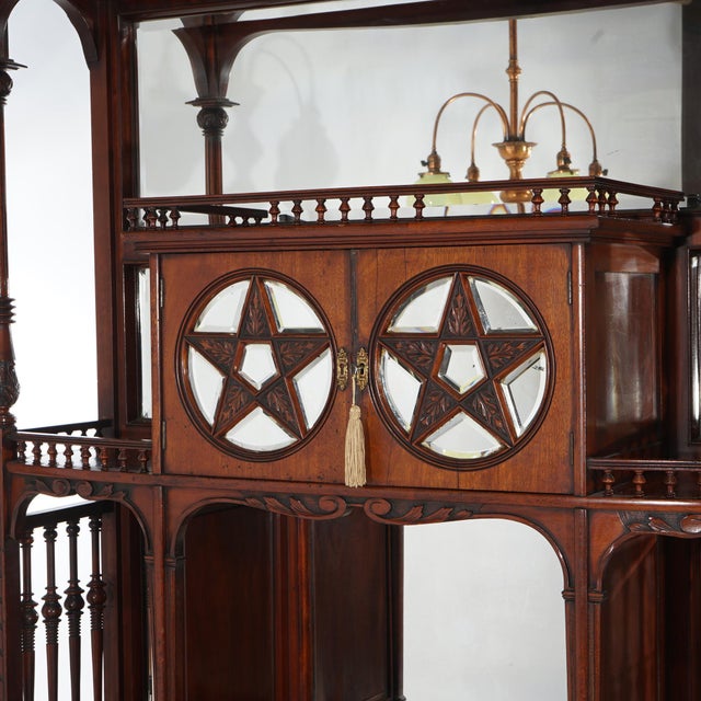 Traditional Antique Mahogany Star Pentagram Etagere with Mirrors, Spindles & Eagles C1900 For Sale - Image 3 of 12