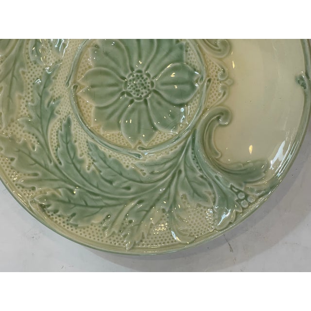 French French Majolica Artichoke Playe in Green and Off-White, by Gien For Sale - Image 3 of 9