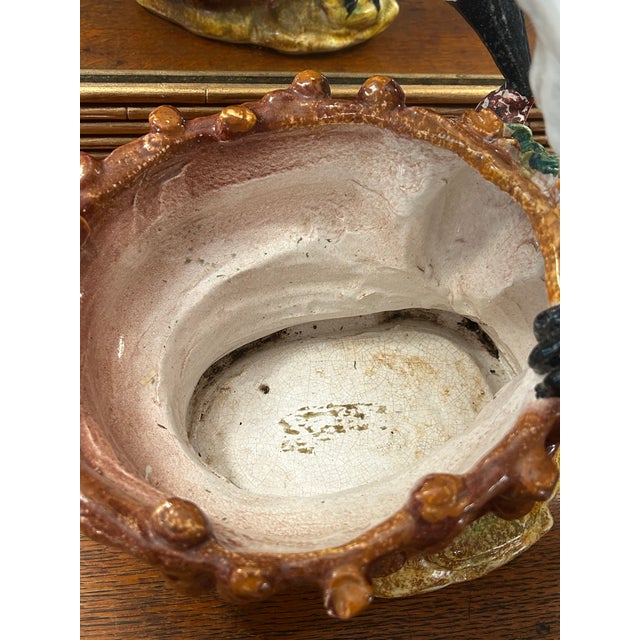 Mid 20th Century Large Majolica Swan Planter or Cache Pot in the Barbotine Style For Sale - Image 10 of 11