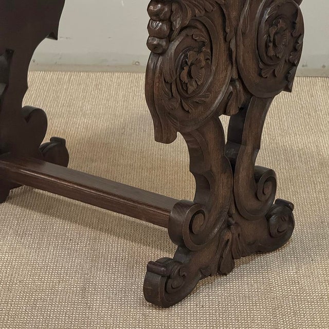 Renaissance Style Marble Top Carved End Table ~ Side Table For Sale - Image 14 of 18