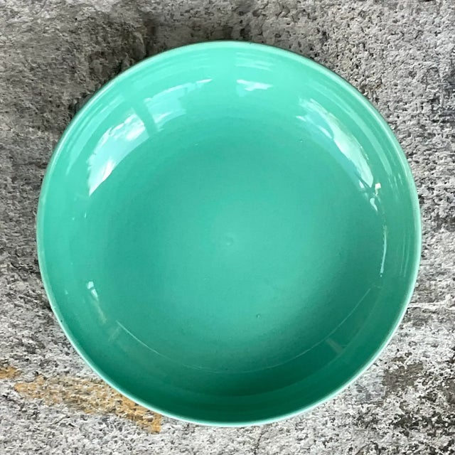 Vintage Boho Glazed Ceramic Platter and Bowl Serving Set- 2 Pieces For Sale - Image 15 of 15