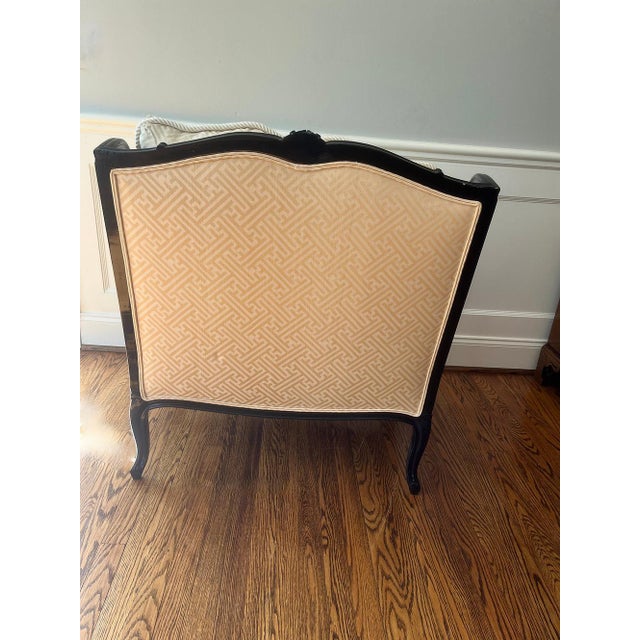 Contemporary Vintage Black Lacquered Bergère For Sale - Image 3 of 6