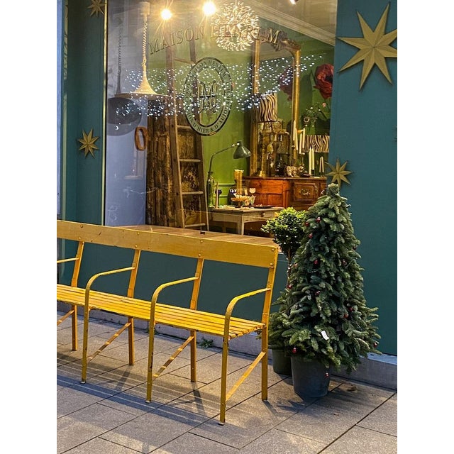 Metal and Wood Bench, 1970s For Sale - Image 4 of 5