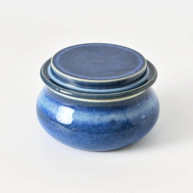 Blue Glazed Studio Ceramic Box by Katarina Gustafsson, 2002, in Very Good conditions. Designed from 2000 This piece has an...