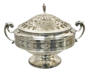 Antique Wallace Bros & Co. Victorian Silver Plated Reticulated Lid Butter Dish