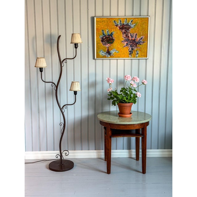 Swedish Grace Sculptural Floor Lamp attributed to Tor Wolfenstein for Bjerkås, Sweden, 1930s For Sale - Image 11 of 12
