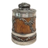 Antique Early 1900s Art Nouveau St. Louis Silver Co. Oak and Silver Ice Bucket For Sale