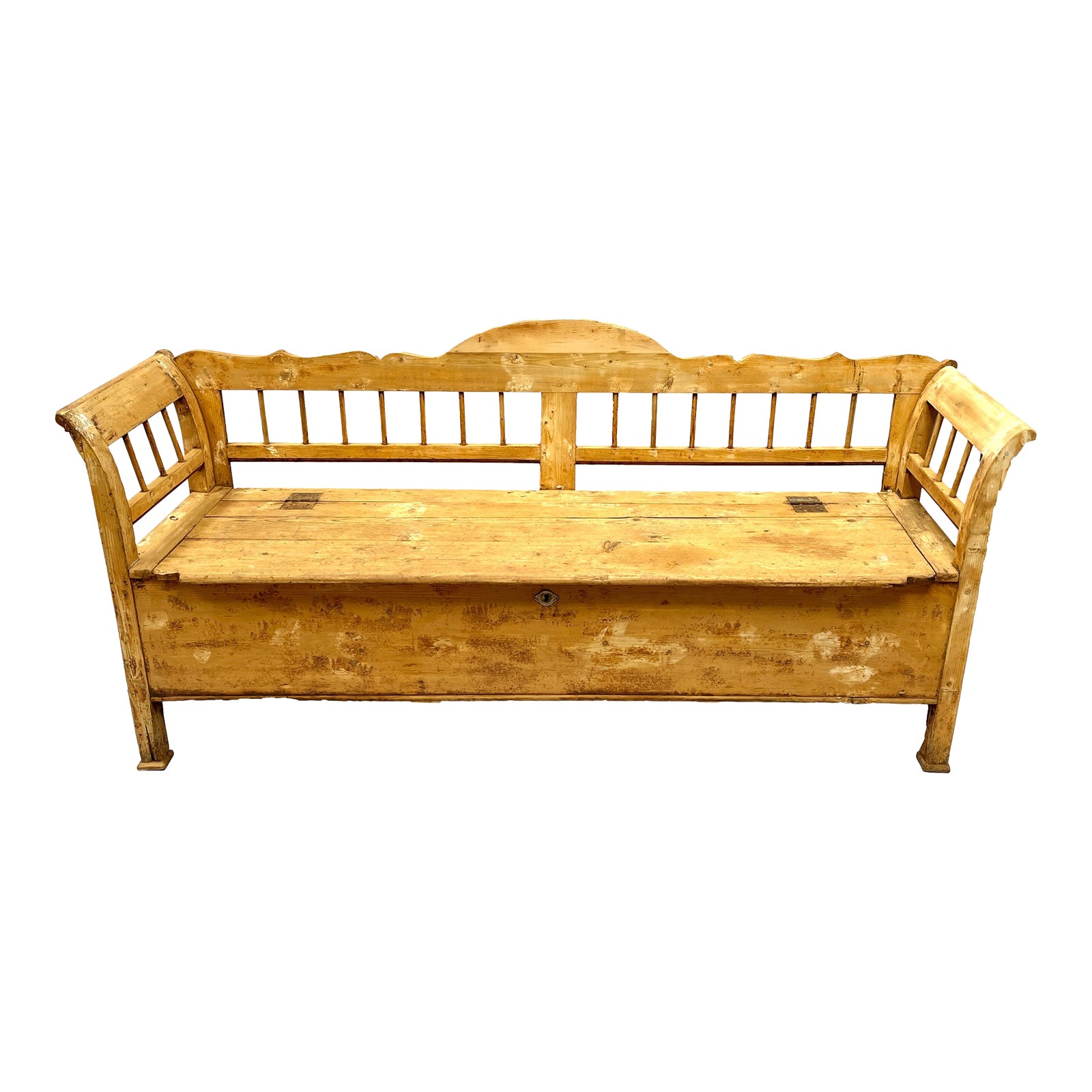 Antique Belgian Natural Stripped Pine Wood Box Bench Chairish