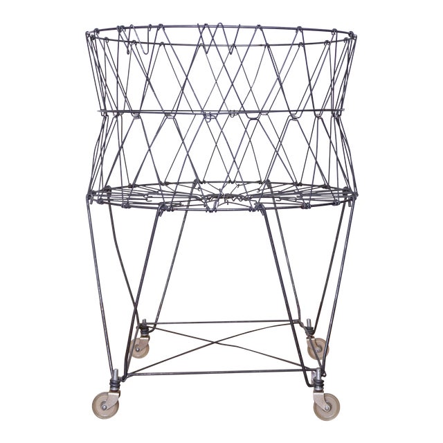 Metal Rolling Laundry Hamper Mid Century Chairish