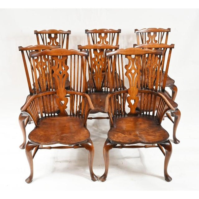 Wood Vintage Windsor Chairs in Yew, Set of 8 For Sale - Image 7 of 7