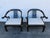 Late 20th Century Hollywood Regency Ming Style Painted Black Lounge Side Chairs a Pair 6359 For Sale - Image 5 of 15