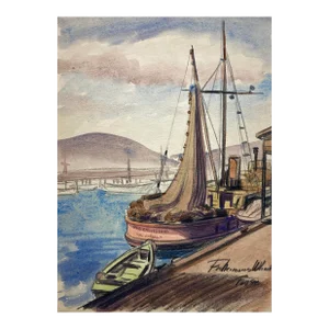 1940s San Francisco Fisherman's Wharf Painting