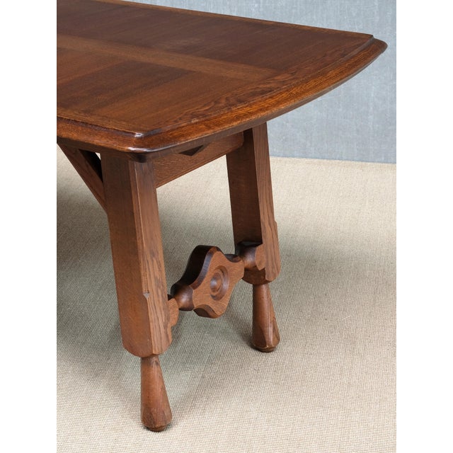Oak Parquetry Dining Table by Guillerme et Chambron for Votre Maison, France, 1960s For Sale - Image 9 of 15