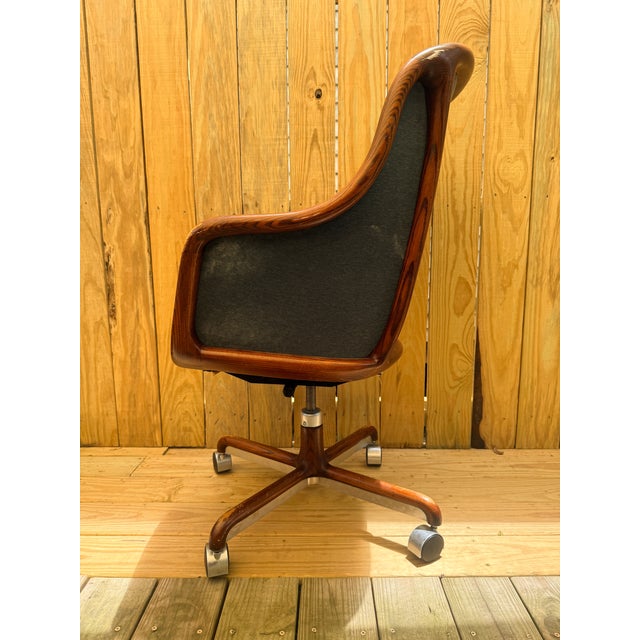 Ward Bennett for Brickel Associates High Back Executive Office Chair in Mahogany Lacquered Ash, Circa 1975 For Sale - Image 14 of 14