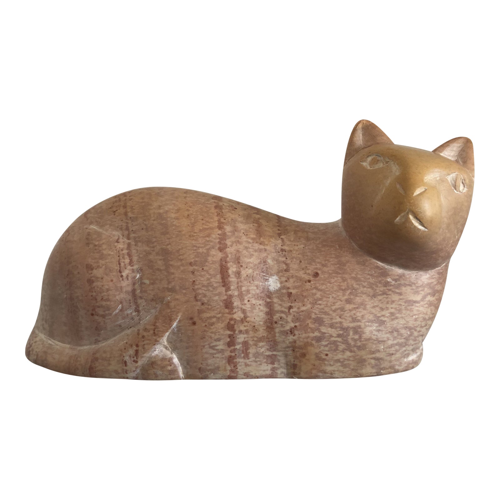 Vintage Soap Stone Carved Cat Sculpture Chairish