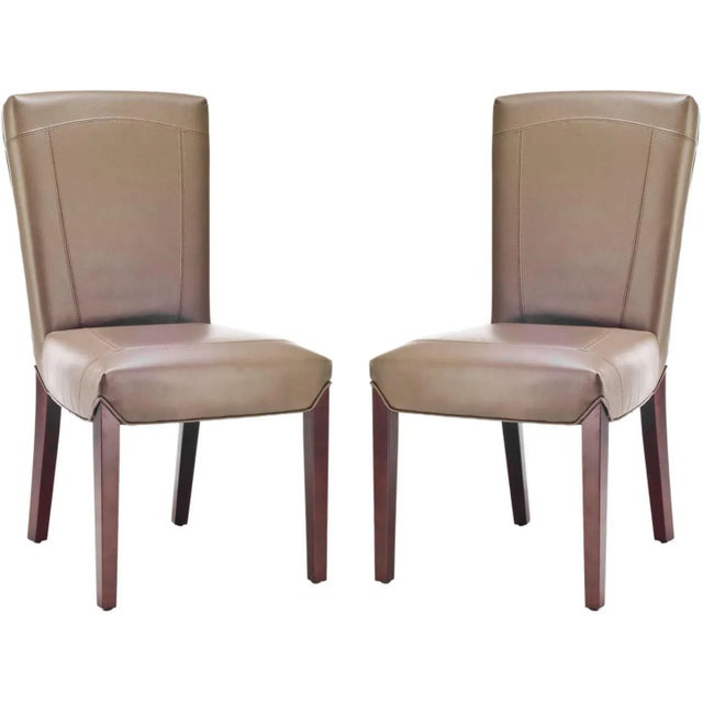 19''H Leather Side Chair , Clay & Cherry Mahogany - a Pair For Sale - Image 10 of 10