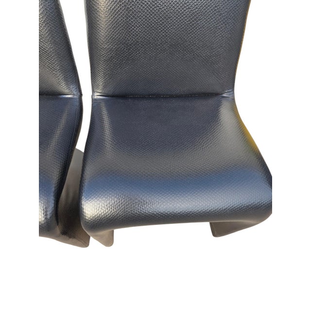 Vintage Mid Century Faux Snakeskin Cantilever S Side Chairs Panton 1-2-3 Style For Sale - Image 11 of 16