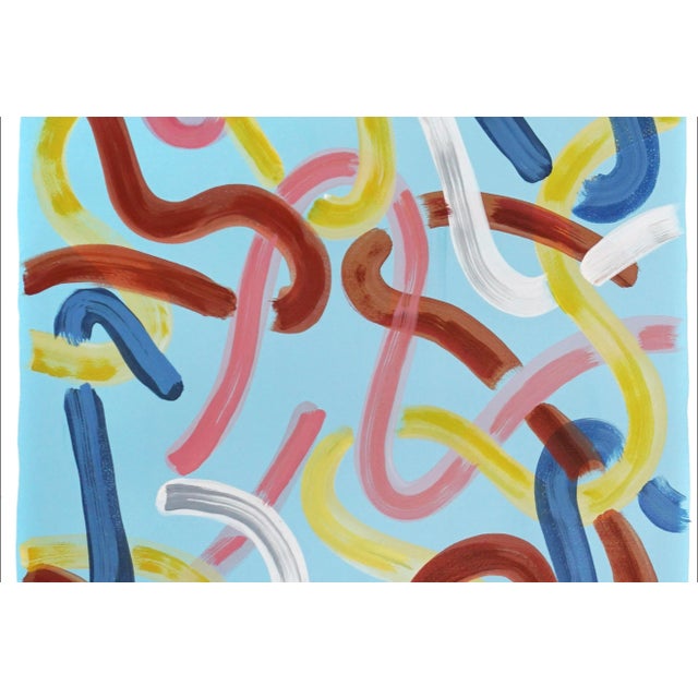 2022 "Urban Brushstrokes on Baby Blue" Acrylic Diptych Painting on Watercolor Paper by Natalia Roman - Set of 2 For Sale In Miami - Image 6 of 11