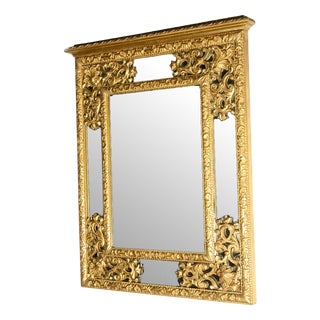 Mid-19th Century Napoleon III Mirror with Golden Wood Beads For Sale