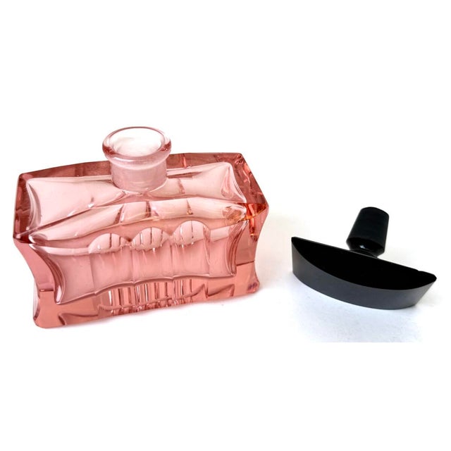 Pink (3) Piece Art Deco Crystal Fragrance Ensemble Attributed to Baccarat; French Circa.1930 For Sale - Image 8 of 8