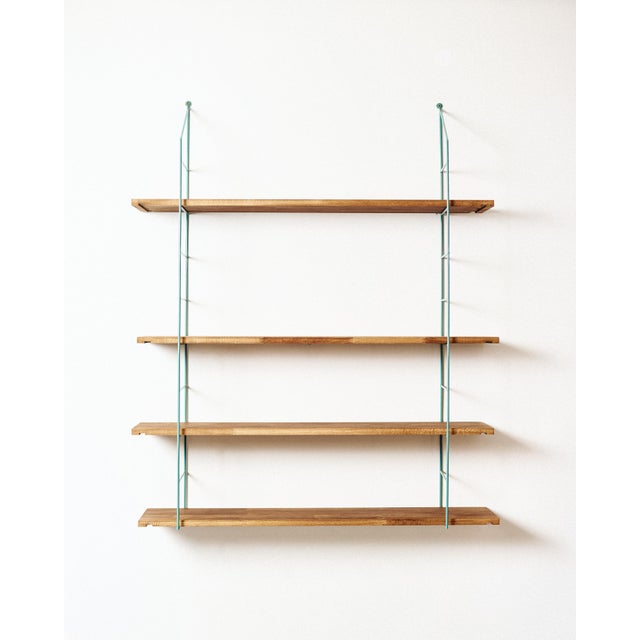 String Shelves with Wooden Shelves, 1970s, in Restored conditions. Designed 1970 to 1979